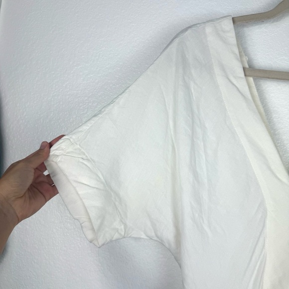 FREE PEOPLE Eyelet Jumpsuit Size S Ivory linen waist tie size S - Picture 4 of 10